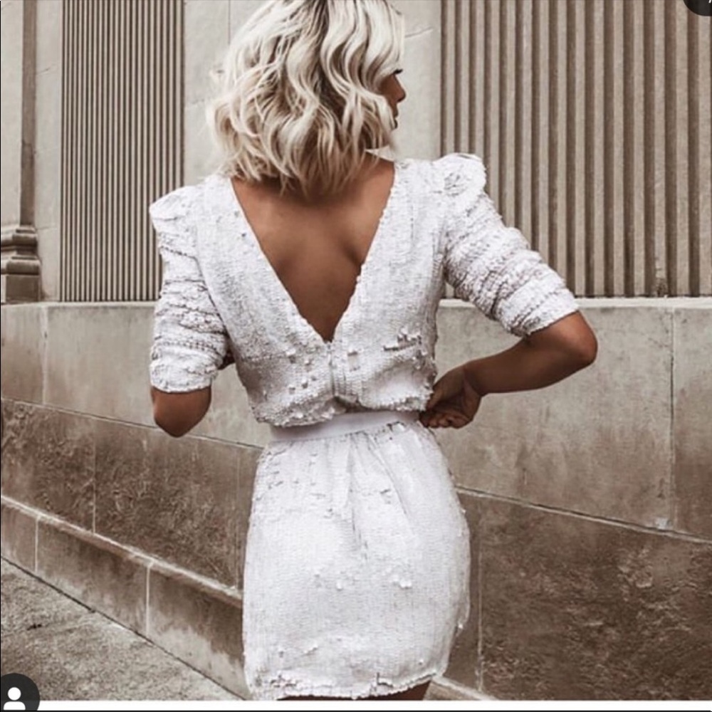 Alla Berman White Sequin Dress